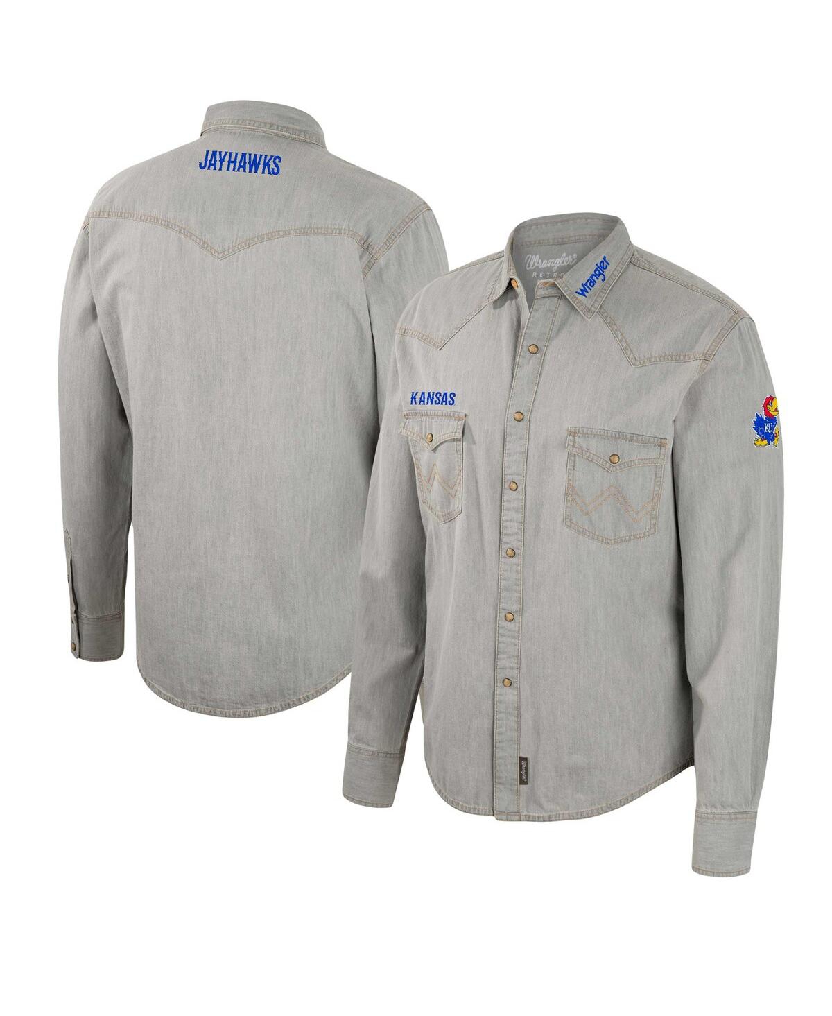Shop Colosseum Men's  X Wrangler Gray Kansas Jayhawks Cowboy Cut Western Full-snap Long Sleeve Shirt