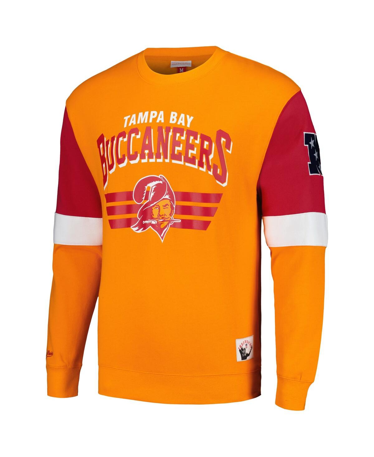 Men's Mitchell & NessTampa Bay Buccaneers Gridiron Classics Allover 3.0 Pullover Sweatshirt - Orange
