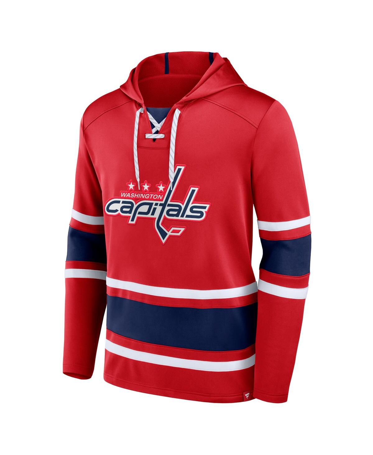 Men's FanaticsWashington Capitals Puck Deep Lace-Up Pullover Hoodie - Red