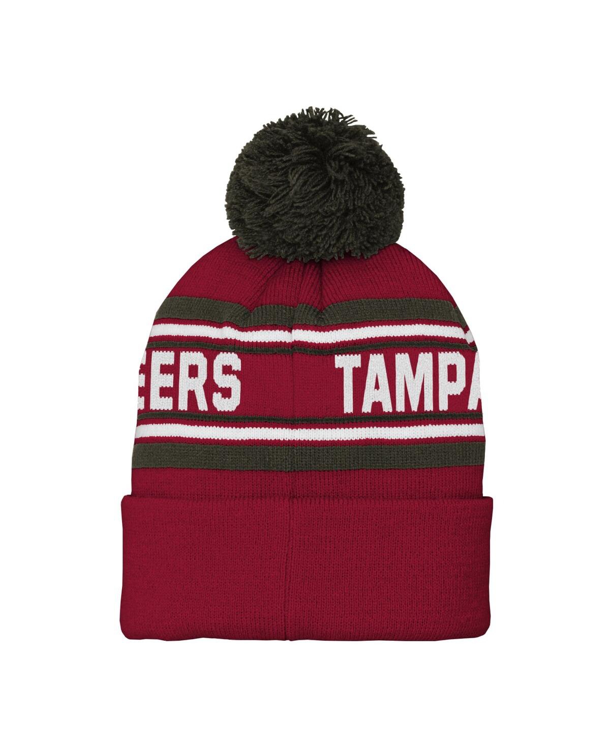 Shop Outerstuff Youth Boys And Girls Red Tampa Bay Buccaneers Jacquard Cuffed Knit Hat With Pom