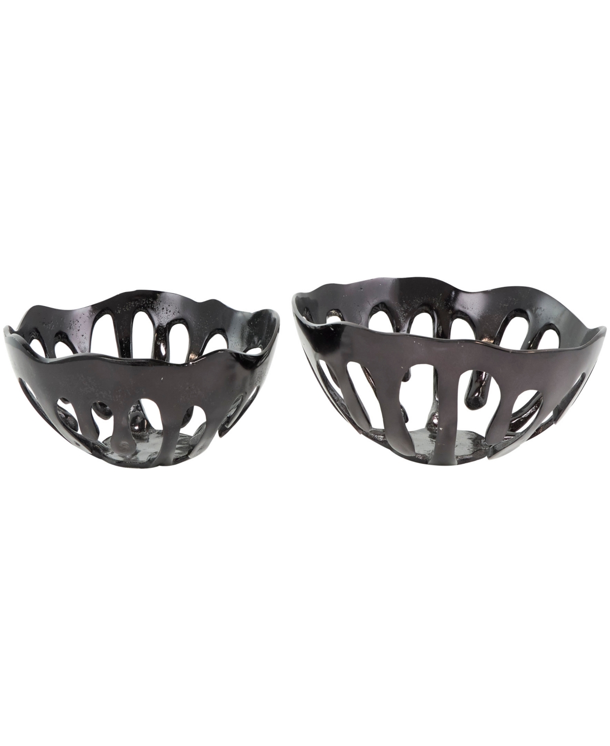 Rosemary Lane Aluminum Drip Decorative Bowl With Open Frame Design, Set Of 2 In Black