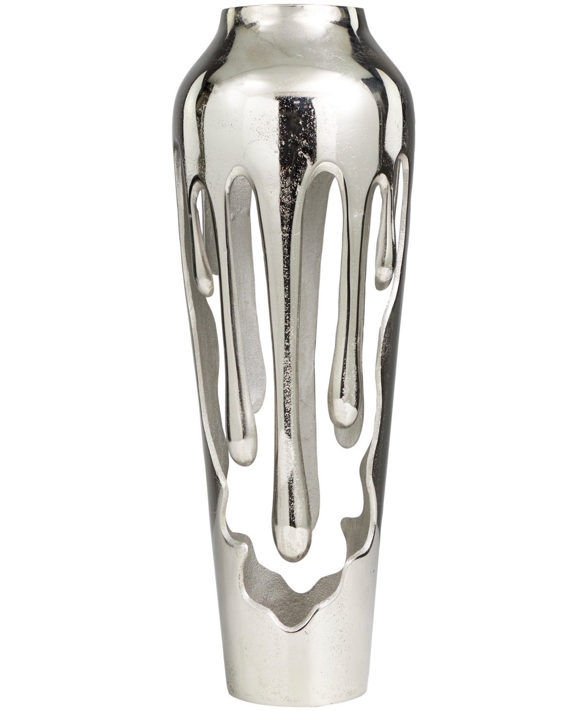 Shop Rosemary Lane Aluminum Drip Vase With Melting Designed Body, 8" X 8" X 19" In Silver