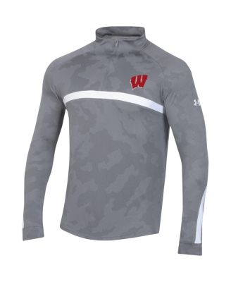 Men's Steel Wisconsin Badgers Game Day Camo Raglan Quarter-Zip Top