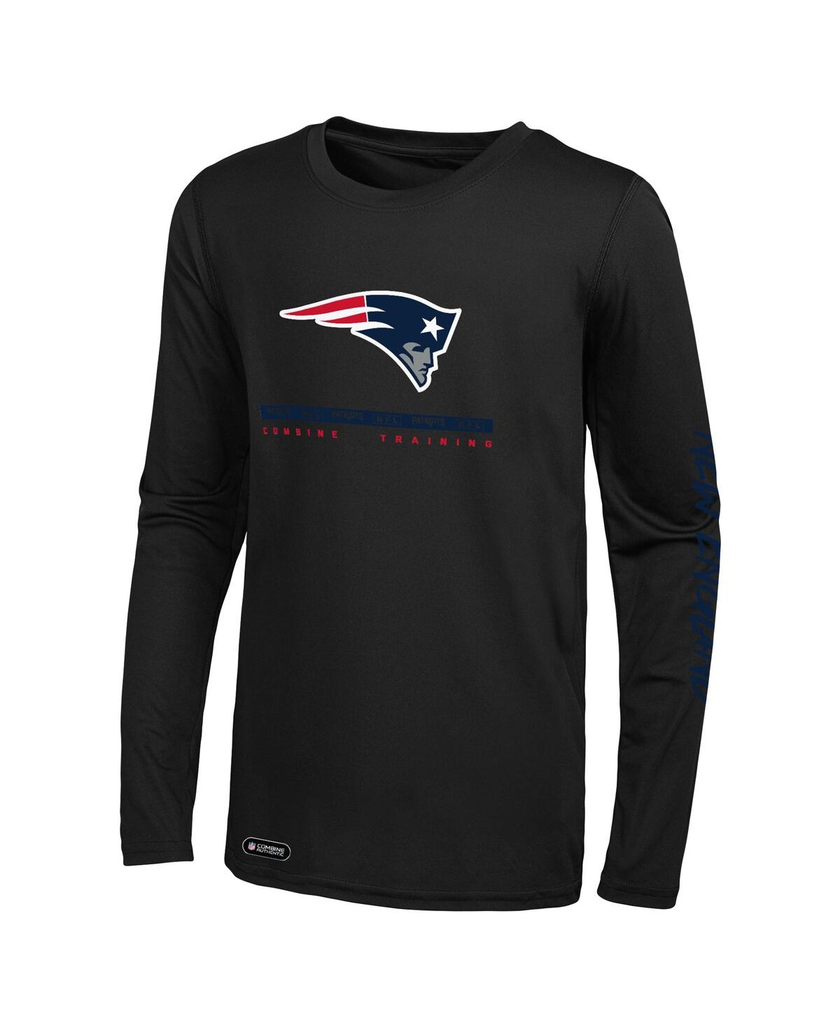 Shop Outerstuff Men's Black New England Patriots Agility Long Sleeve T-shirt