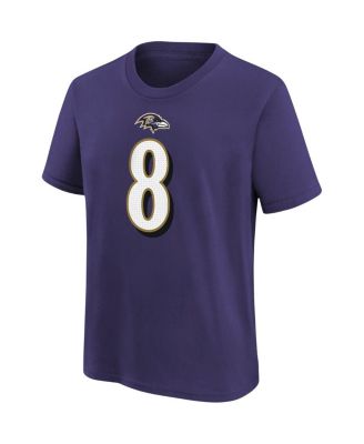 Toddler Boys and Girls Lamar Jackson Purple Baltimore Ravens Player Name and Number T-shirt