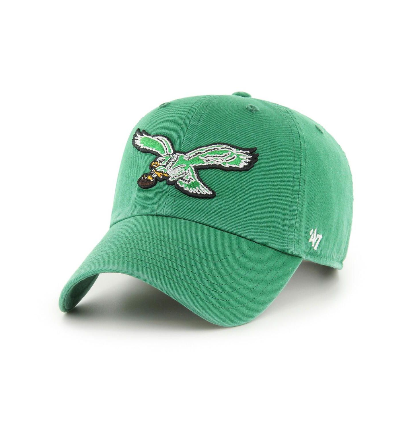 Мужская кепка '47 Brand Kelly Green Distressed Philadelphia Eagles Legacy Clean Up Adjustable Hat — фото 1