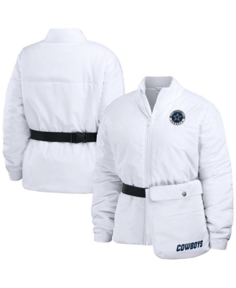 Женские куртки WEAR by Erin Andrews Women's White Dallas Cowboys Packaway Full-Zip Puffer Jacket