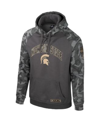 Men's Charcoal Michigan State Spartans OHT Military-Inspired Appreciation Camo Raglan Pullover Hoodie