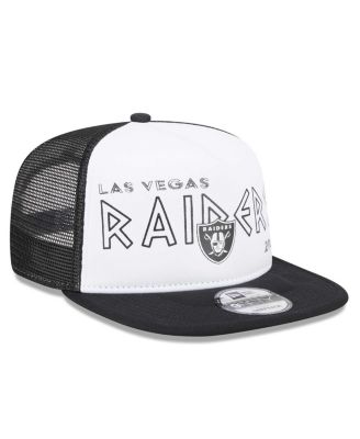 Men's White, Black Las Vegas Raiders Banger 9FIFTY Trucker Snapback Hat