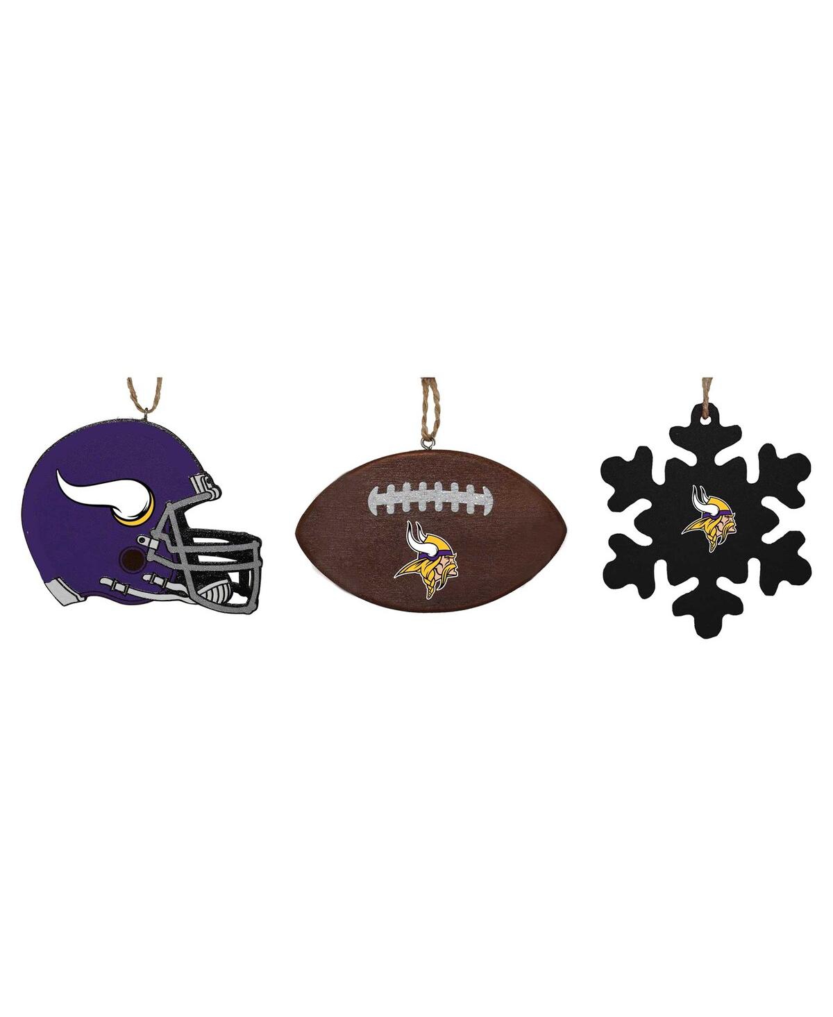 The Memory Company Minnesota Vikings Three-Pack Helmet, Football and Snowflake Ornament Set - Multi