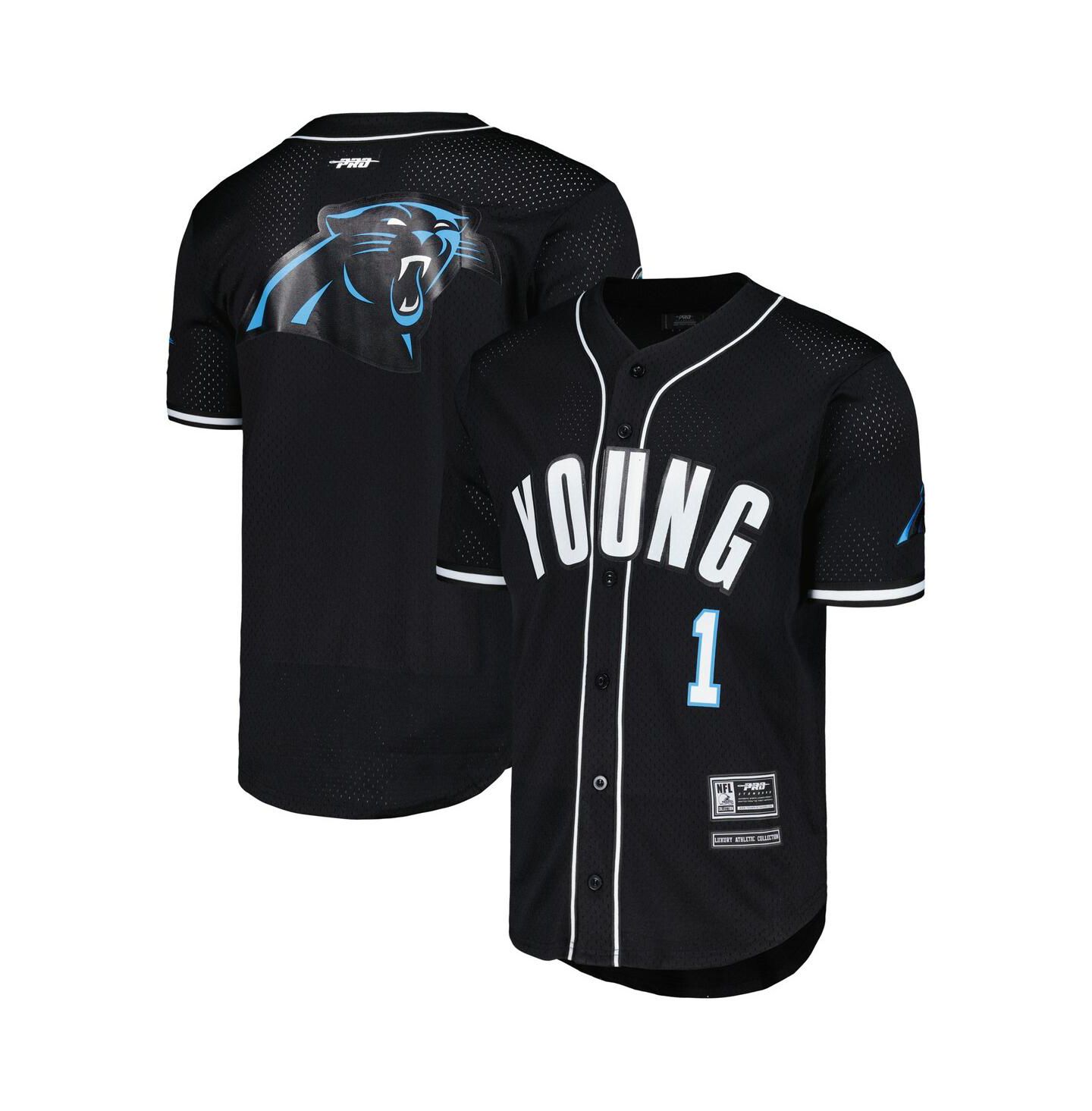 Мужская футболка Pro Standard Bryce Young Black Carolina Panthers Mesh Baseball Button-Up — фото 1