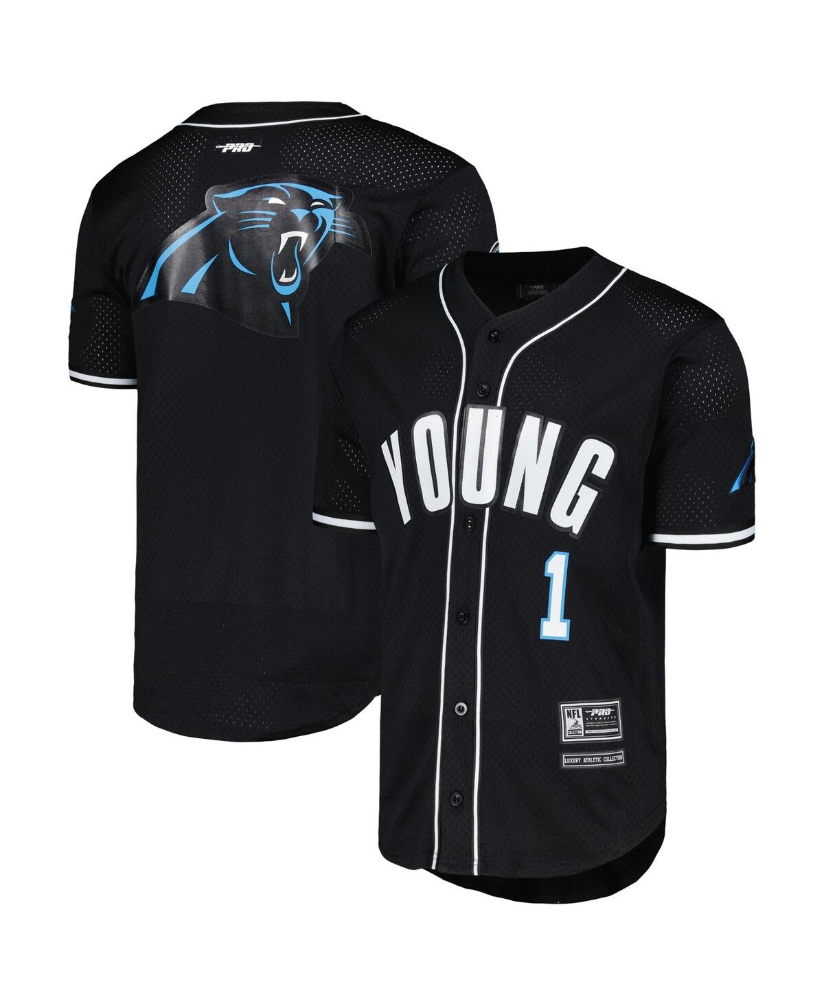 Shop Pro Standard Men's  Bryce Young Black Carolina Panthers Mesh Baseball Button-up T-shirt