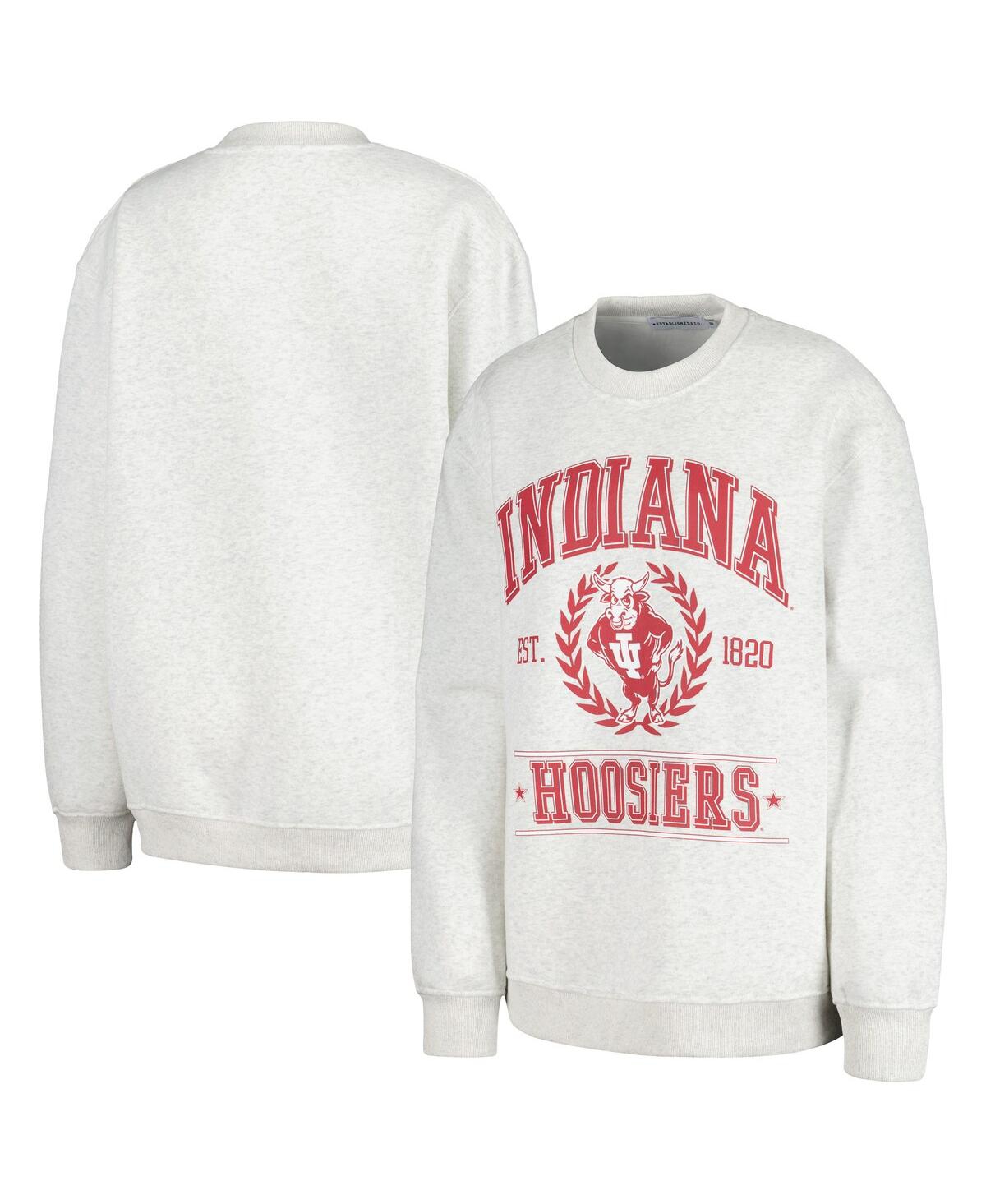 Women's Established & Co. Ash Indiana Hoosiers Logo Pullover Sweatshirt - Ash