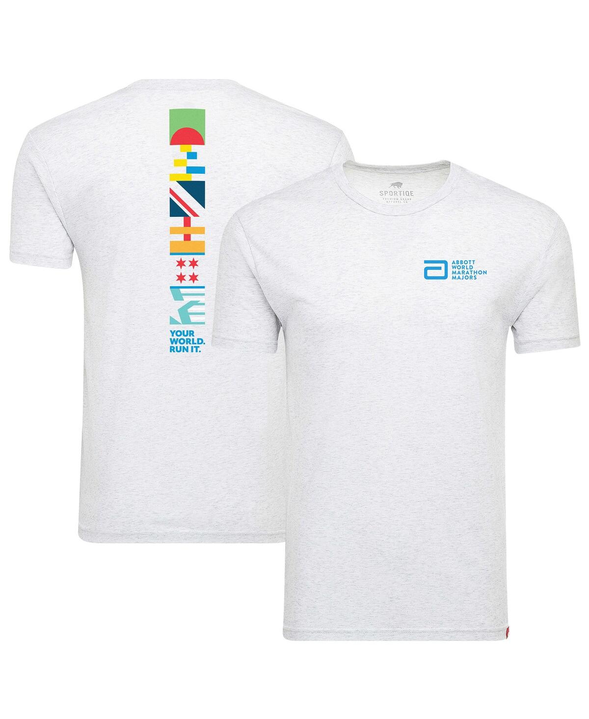 Sportiqe Men's And Women's  White World Marathon Majors Comfy Tri-blend T-shirt