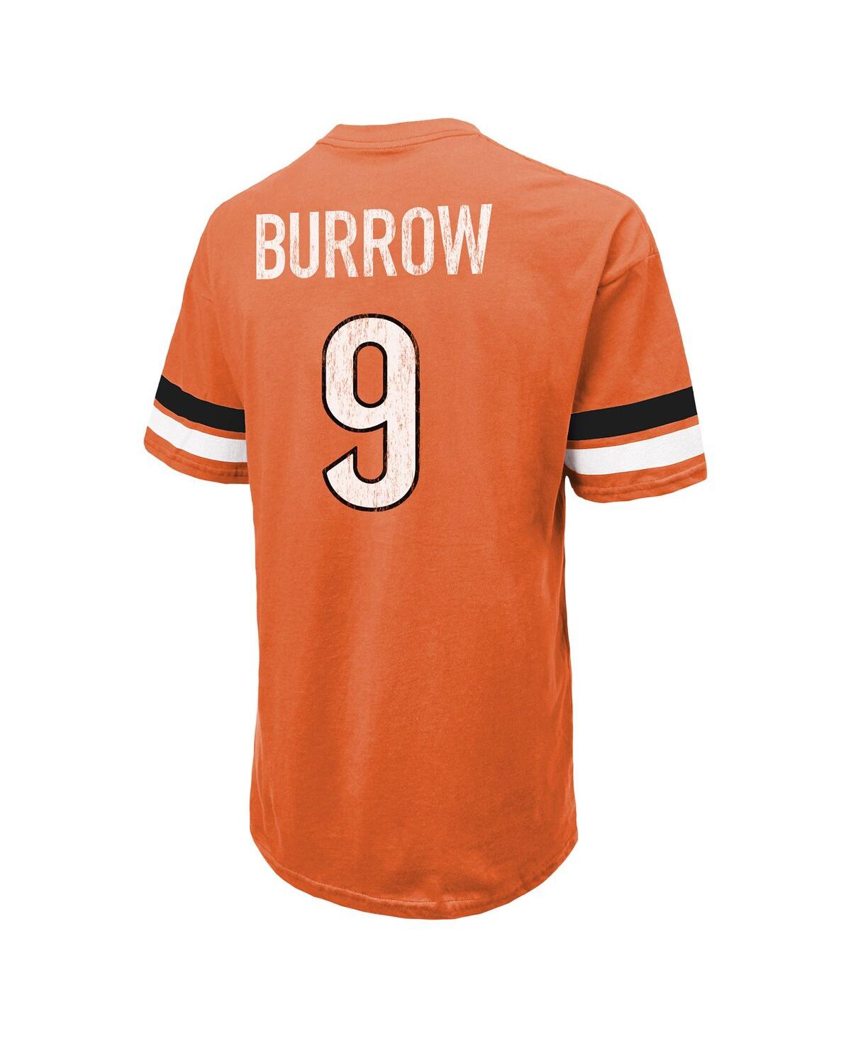 Majestic Men's  Threads Joe Burrow Orange Distressed Cincinnati Bengals Name And Number Oversize Fit In Orange