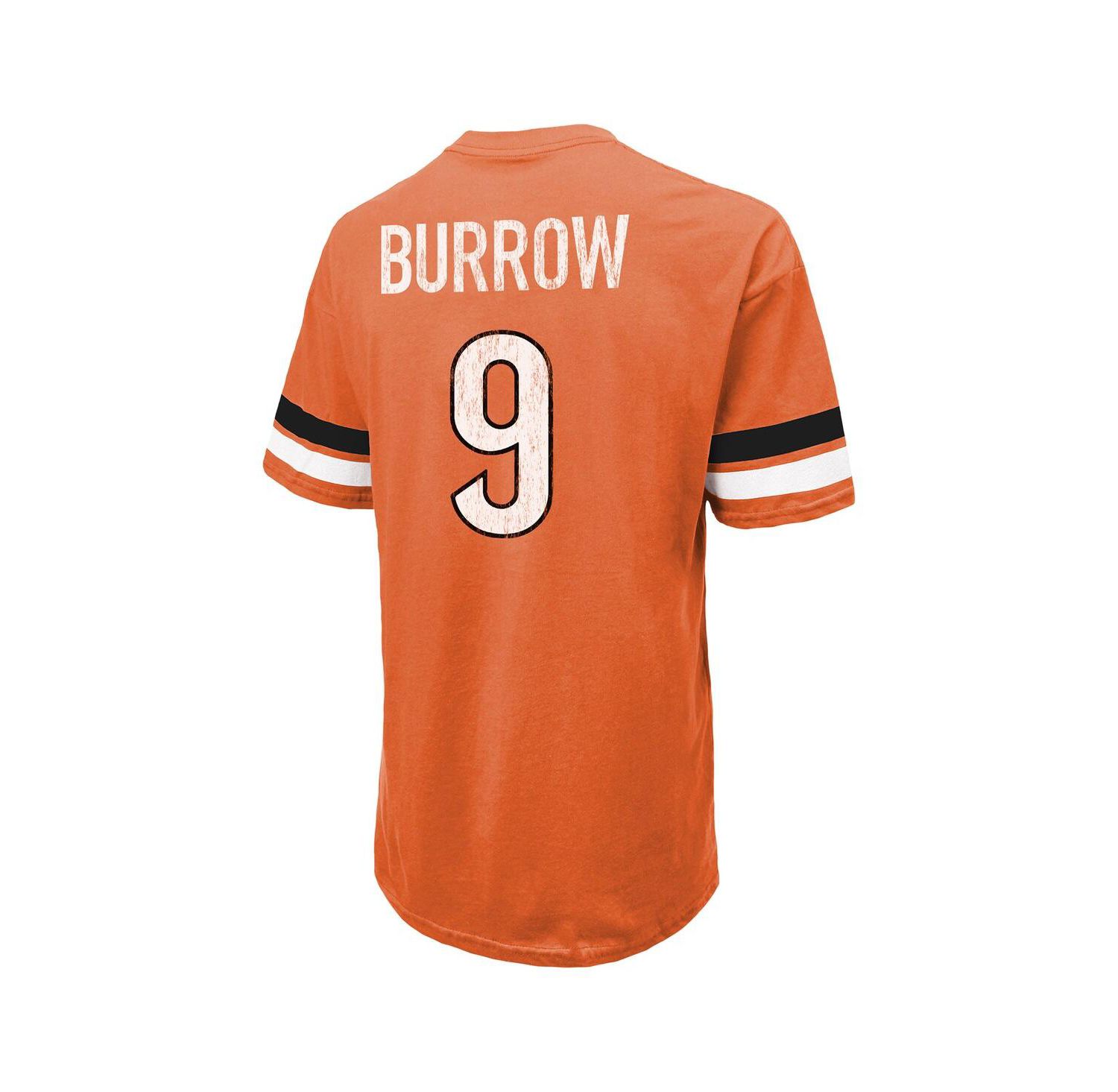 Men's Threads Joe Burrow Orange Distressed Cincinnati Bengals Name and Number Oversize Fit T-shirt