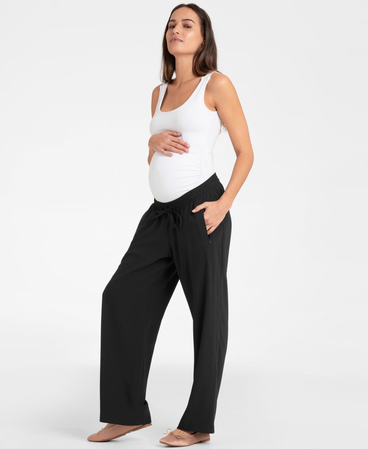 Shop Seraphine Women's Maternity Wide Leg Maternity Pants In Black