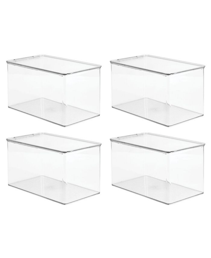 mDesign Plastic Stackable Toy Storage Bin Box, Hinge Lid, 4 Pack Clear Macy's