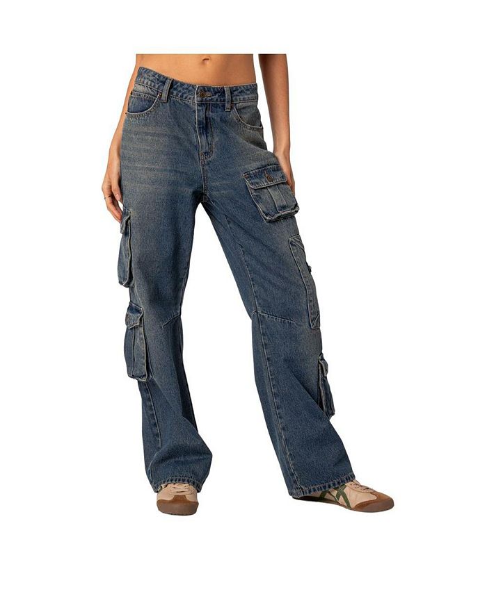 Edikted Women's Baggy boyfriend cargo jeans - Macy's