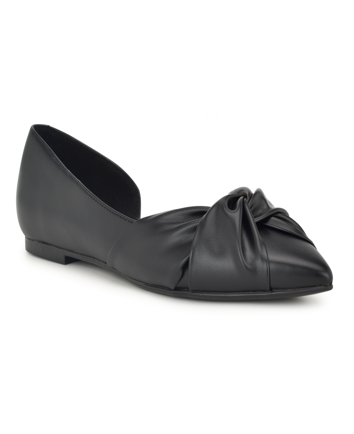Nine West Lallin Pointed Toe Flat In Black - Faux Leather