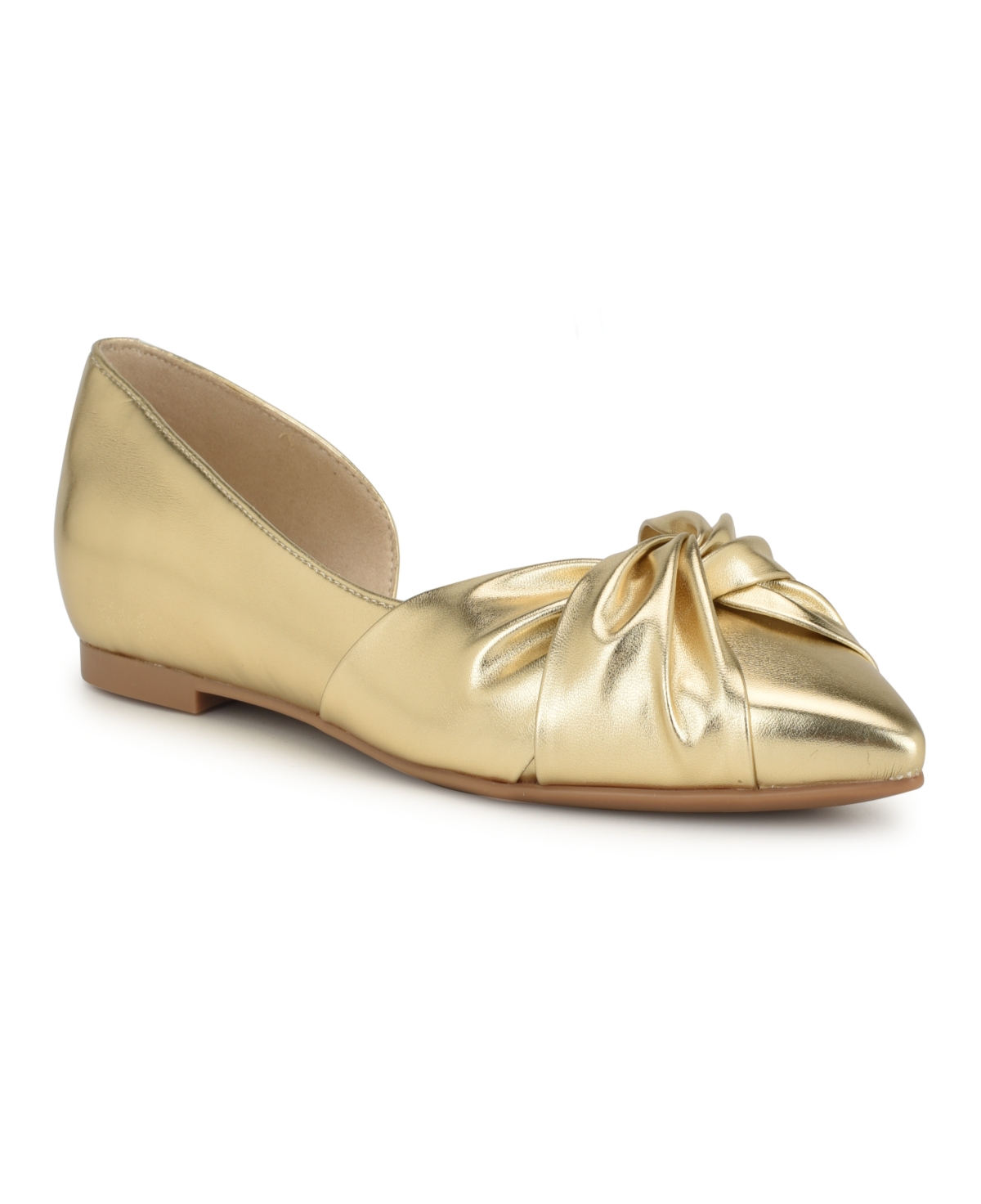 Nine West Women's Briane Slip-on Pointy Toe Dress Flats In Gold - Faux Leather