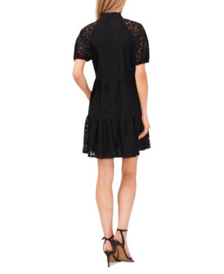 Women's Lace Babydoll Puff Sleeve Tiered Dress