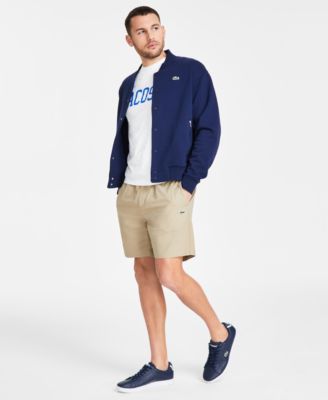 Lacoste Mens Varsity Jacket Logo Crewnck T Shirt Shorts In Cb Lion