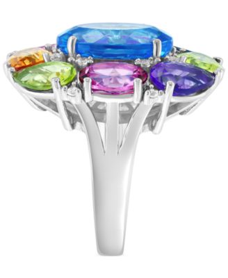 EFFY&reg; Multi-Gemstone Cluster Statement Ring (16-3/4 ct. t.w.) in Sterling Silver