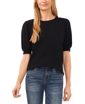 Women's Crewneck Puff Sleeve Cotton Sweater