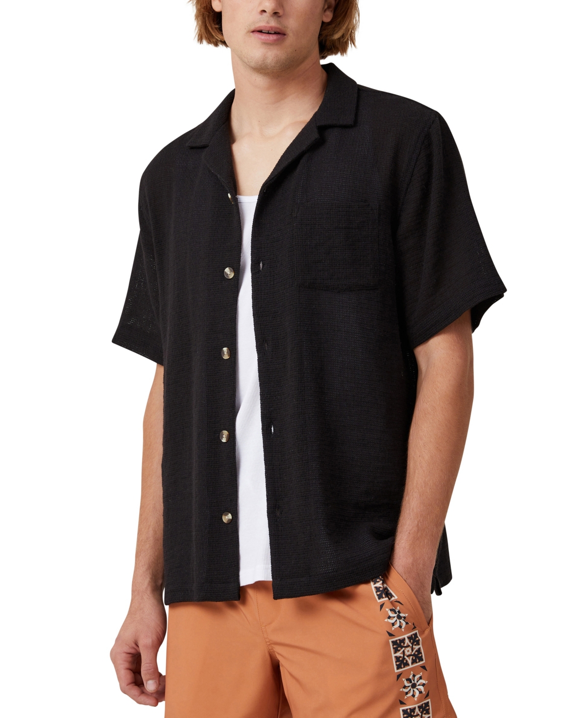 Shop Cotton On Men's Palma Short Sleeve Shirt In Washed Black