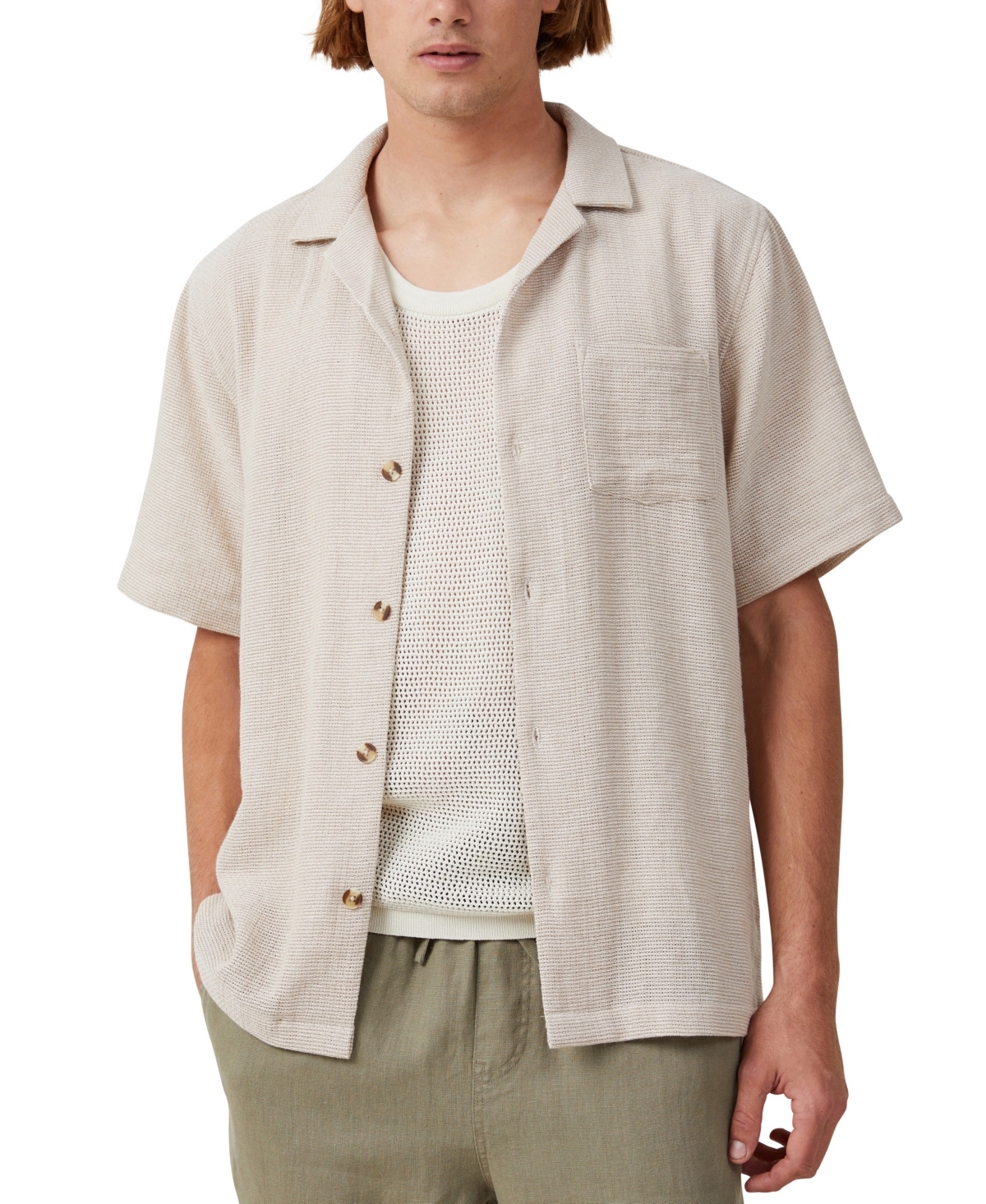 Cotton On Men's Palma Short Sleeve Shirt In Ecru