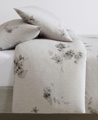 Aquarelle Floral Cotton Melange Gauze 3 Piece Duvet Cover Set, Queen