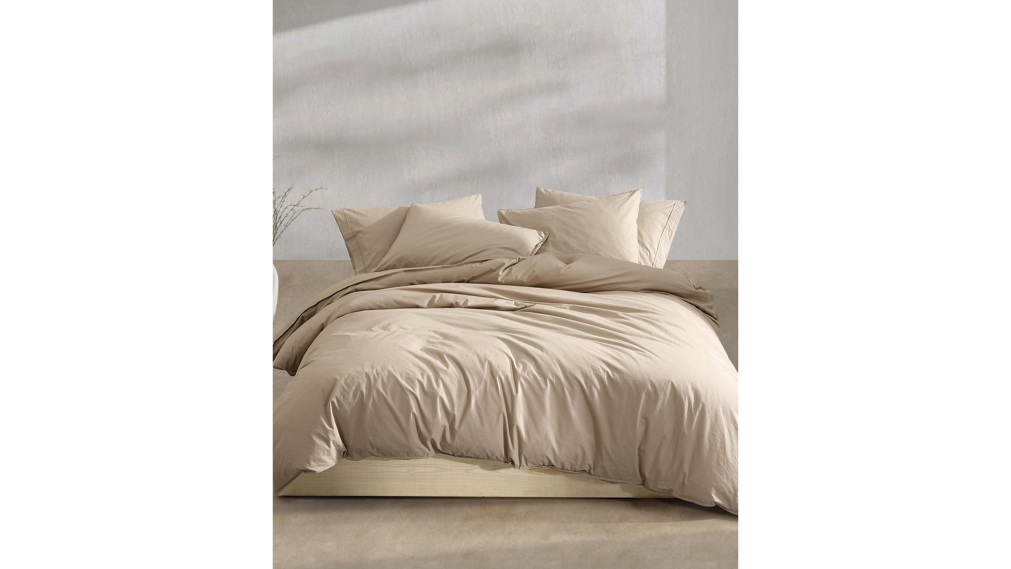 Closeout! Calvin Klein Washed Percale Cotton Solid 3 Piece Comforter Set, King