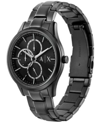 Men's Multifunction Black Stainless Steel Watch 42mm and Bracelet Set