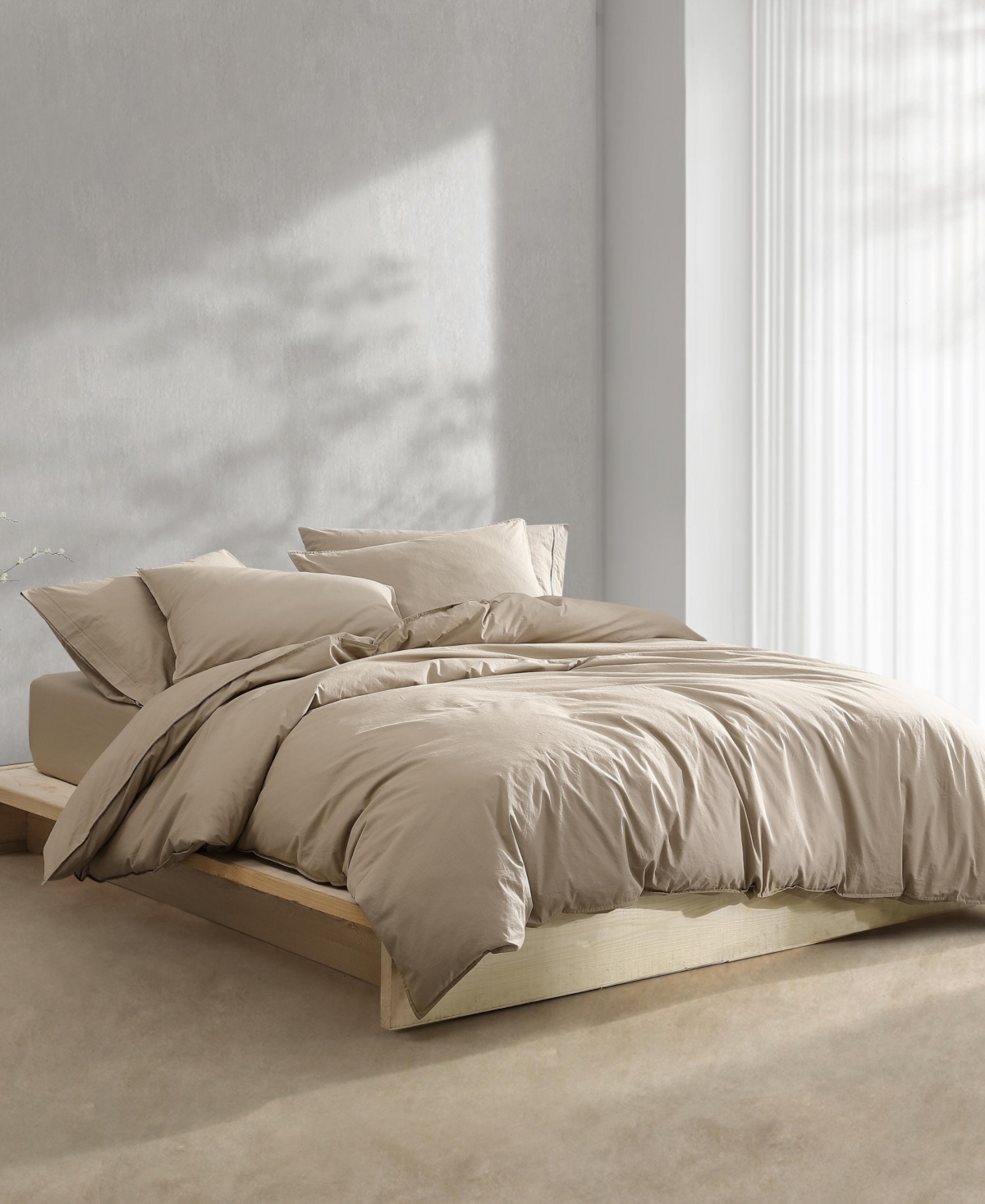 Calvin Klein Washed Percale Cotton Solid 3 Piece Duvet Cover Set