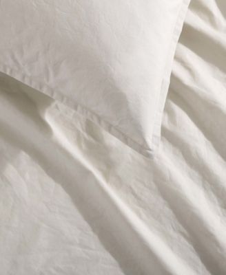 Washed Percale Cotton Solid 3 Piece Duvet Cover Set, Queen
