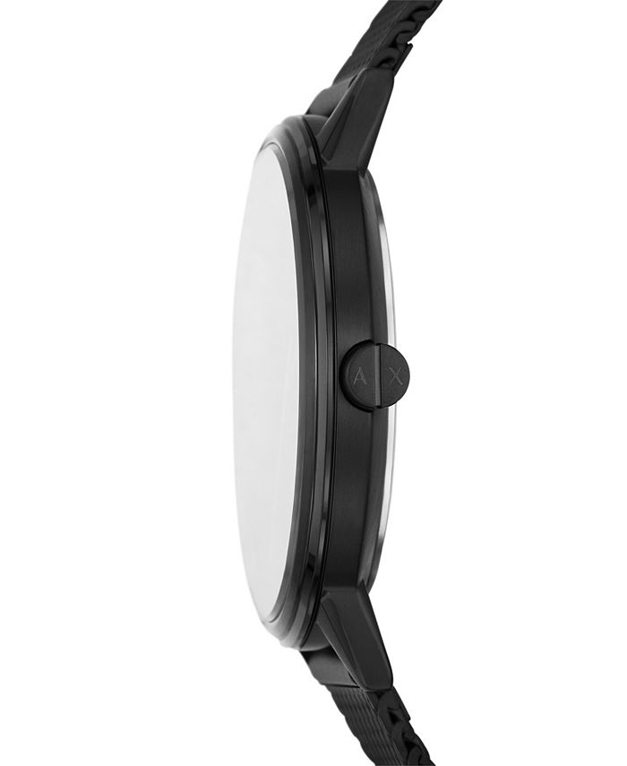 A|X Armani Exchange Men's Cayde Three Hand Black Stainless Steel Mesh ...