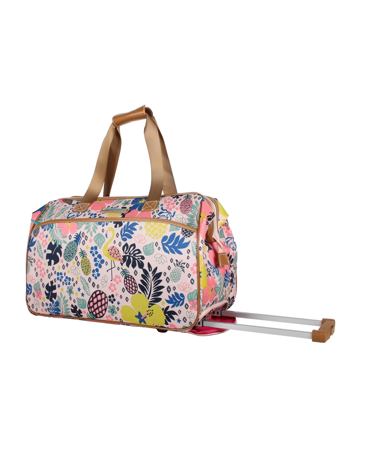 Lily Bloom Carry-on Softside Rolling Duffel Bag In Trop Pineapple