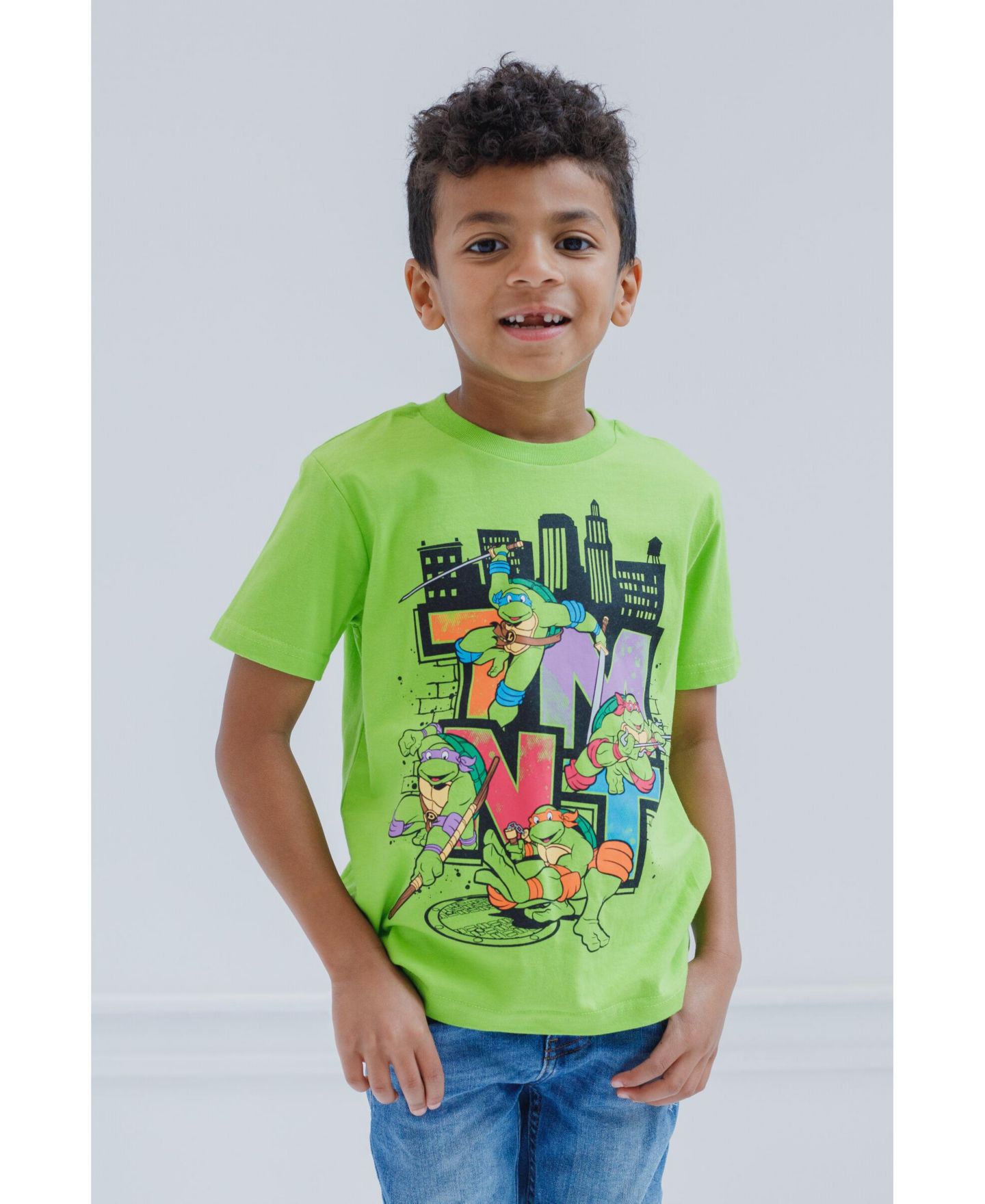 Футболки Teenage Mutant Ninja Turtles Leonardo Michelangelo Donatello Raphael 3 Pack для мальчиков-малышей, цвет: Белый серый зелёный — фото 2