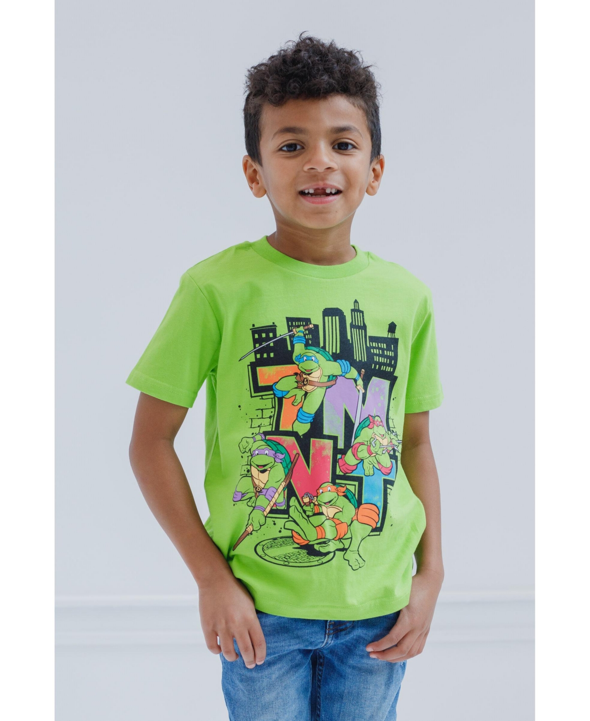 Teenage Mutant Ninja Turtles Toddler Boys Leonardo Michelangelo Donatello Raphael 3 Pack T-Shirts -/ gray / green