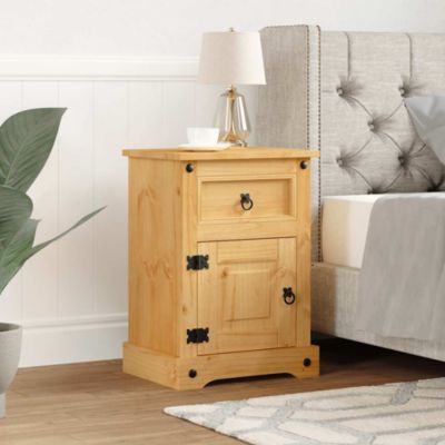 Bedside Cabinet Brown Solid pinewood Medium Bedside Cabinet