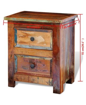 Nightstand with 2 Drawers Solid Reclaimed Wood