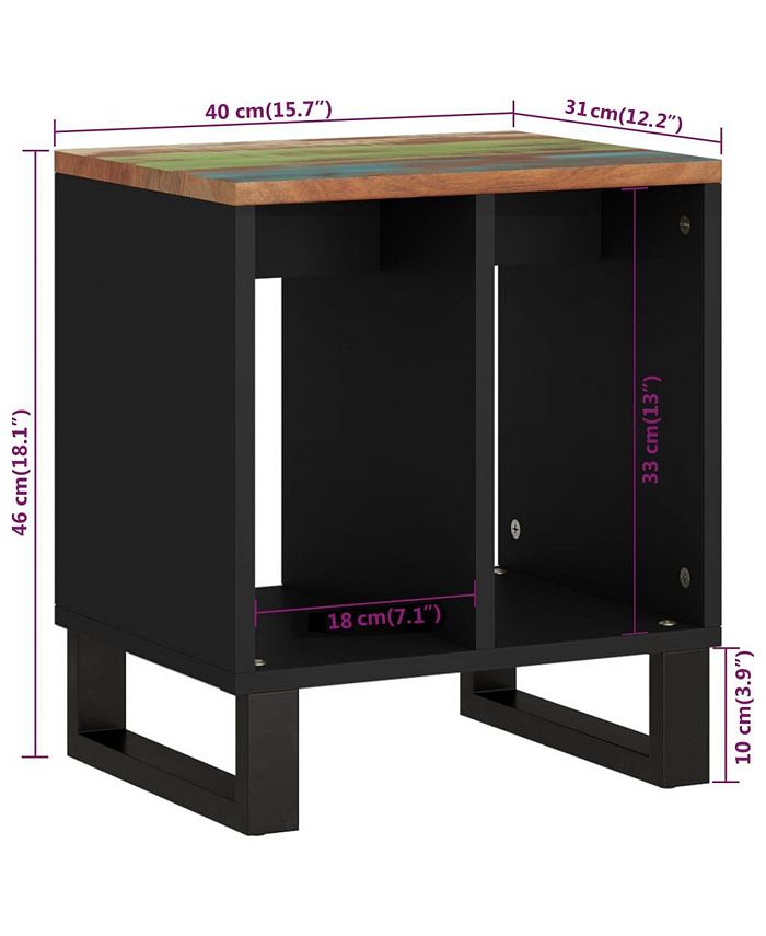 vidaXL Side Table 15.7"x12.2"x18.1" Solid Wood Reclaimed Engineered