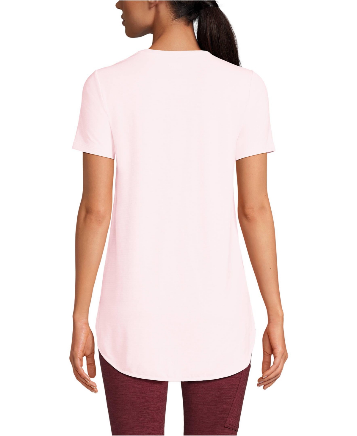 Lands' End Women's Moisture Wicking Upf Sun T-Shirt -white pinstripe
