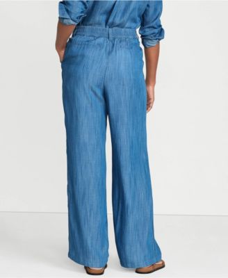 Women's High Rise TENCEL Fiber Pleated Wide Leg Pants