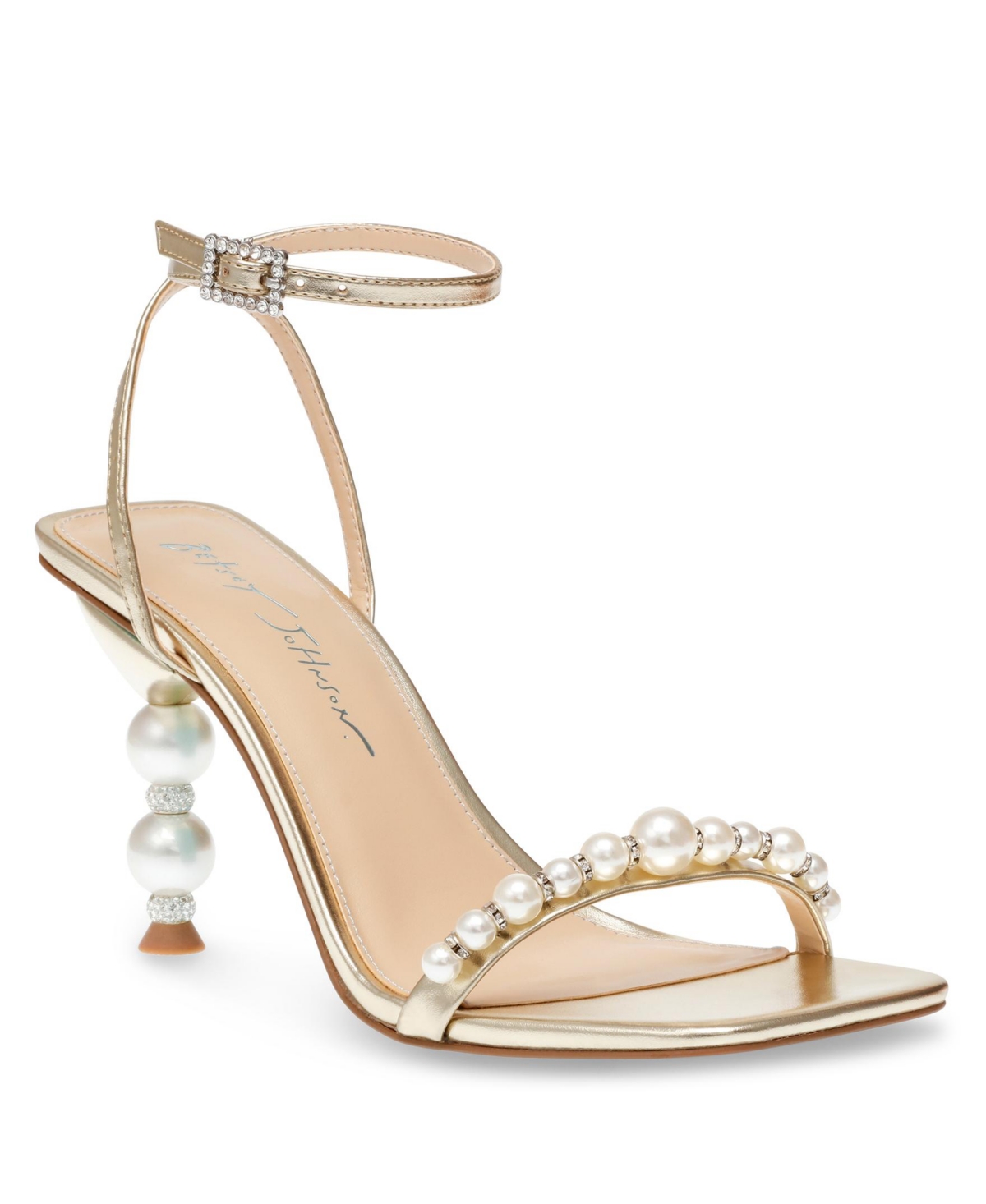 Embellished high heel sandals with ankle strap blue by betsey johnson best sale