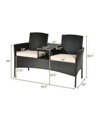 Patented Modern Patio Set with Built-in Coffee Table and Cushions