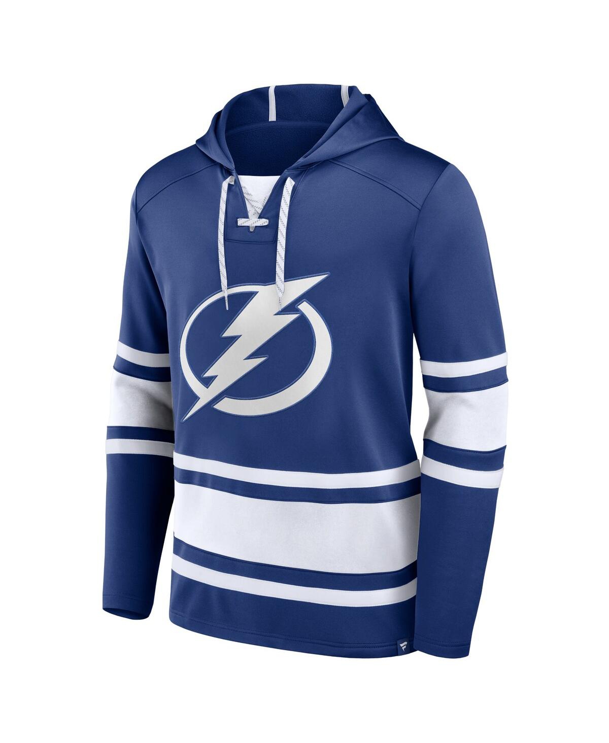 Shop Fanatics Men's  Blue Tampa Bay Lightning Puck Deep Lace-up Pullover Hoodie