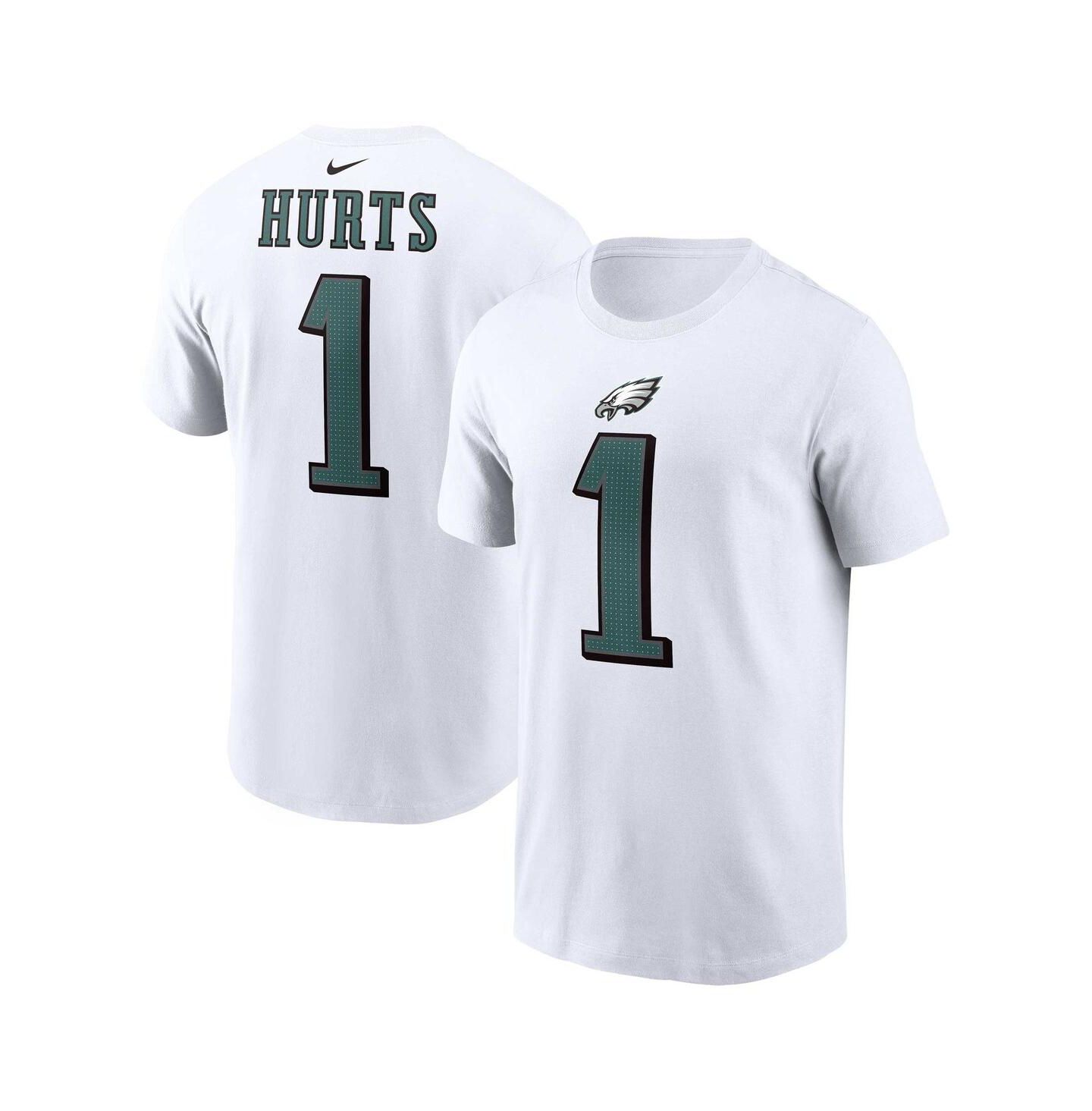 Мужская футболка Nike Jalen Hurts White Philadelphia Eagles Player Name and Number — фото 1