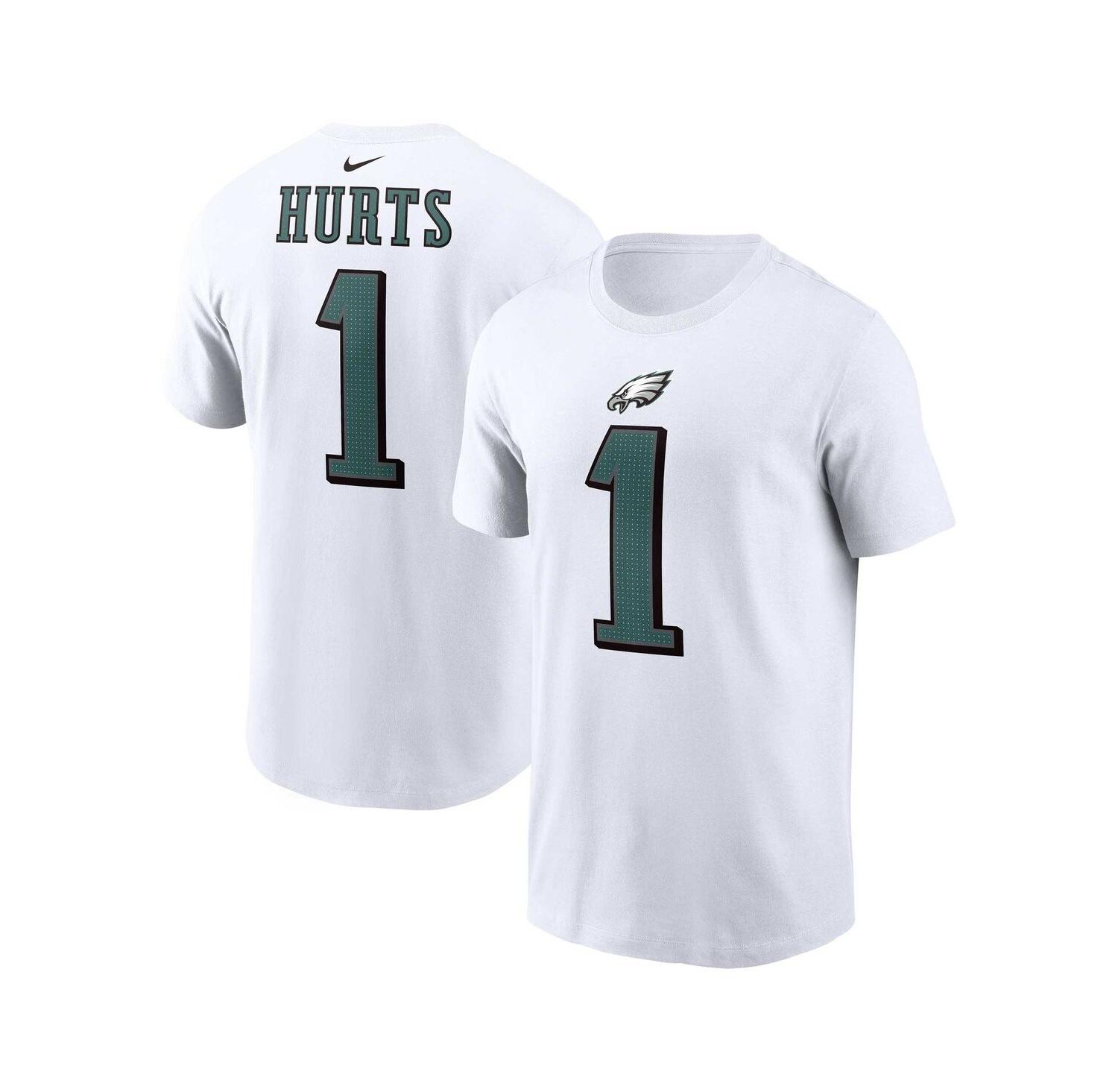 Men's Jalen Hurts White Philadelphia Eagles Player Name and Number T-shirt